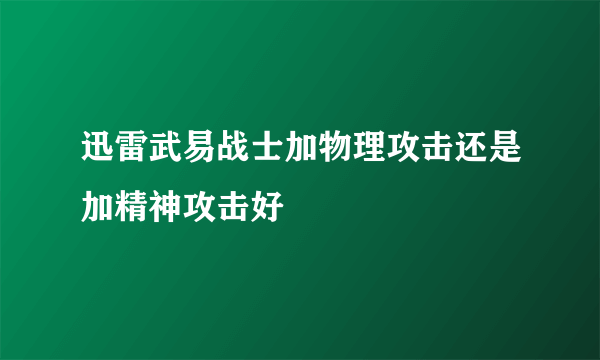 迅雷武易战士加物理攻击还是加精神攻击好