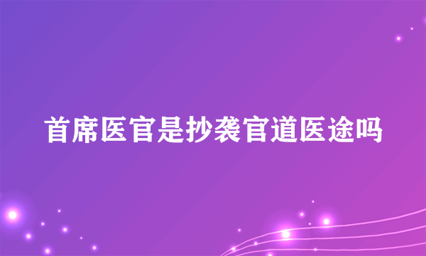 首席医官是抄袭官道医途吗