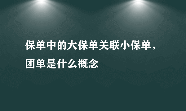 保单中的大保单关联小保单，团单是什么概念