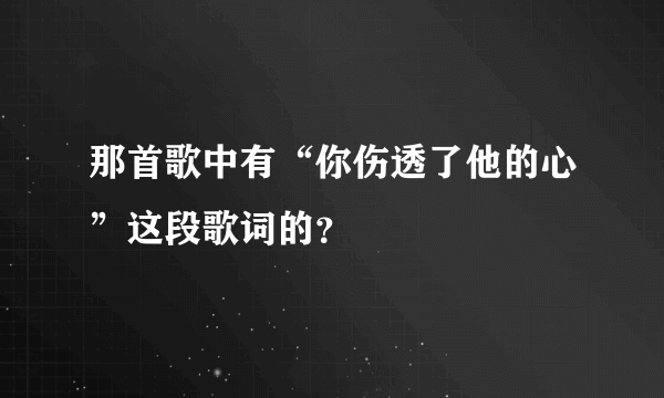 那首歌中有“你伤透了他的心”这段歌词的？