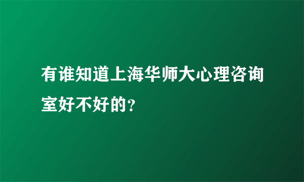 有谁知道上海华师大心理咨询室好不好的？