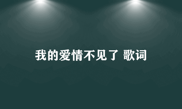 我的爱情不见了 歌词