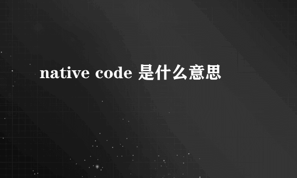 native code 是什么意思
