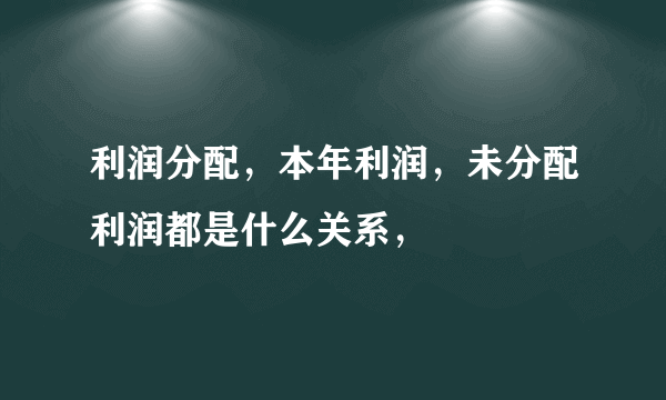 利润分配，本年利润，未分配利润都是什么关系，