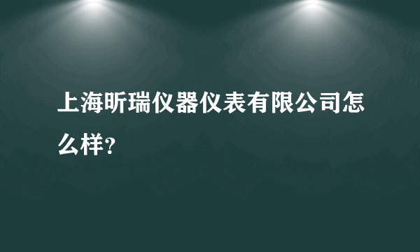 上海昕瑞仪器仪表有限公司怎么样？