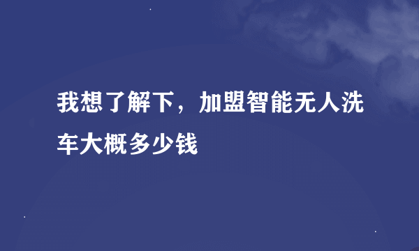 我想了解下，加盟智能无人洗车大概多少钱