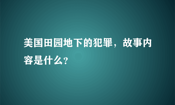 美国田园地下的犯罪，故事内容是什么？