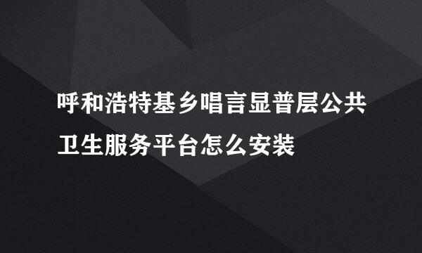 呼和浩特基乡唱言显普层公共卫生服务平台怎么安装