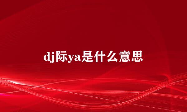 dj际ya是什么意思