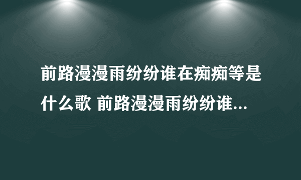 前路漫漫雨纷纷谁在痴痴等是什么歌 前路漫漫雨纷纷谁在痴痴等是什么歌词